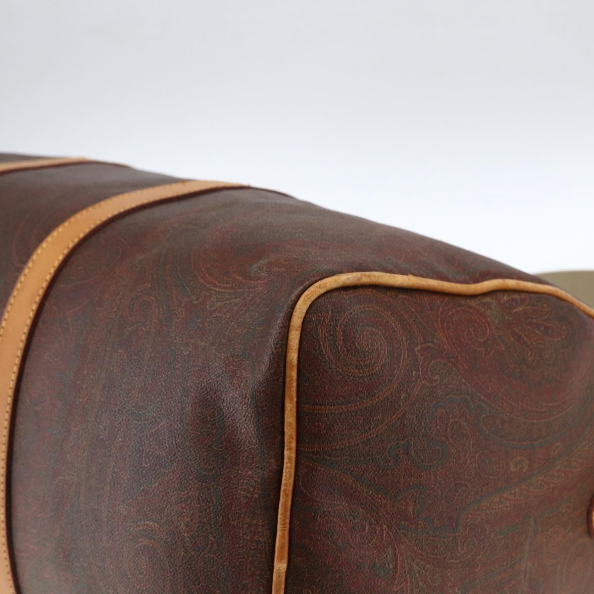 ETRO Paisley Boston Bag PVC Brown Gold Auth ka2636