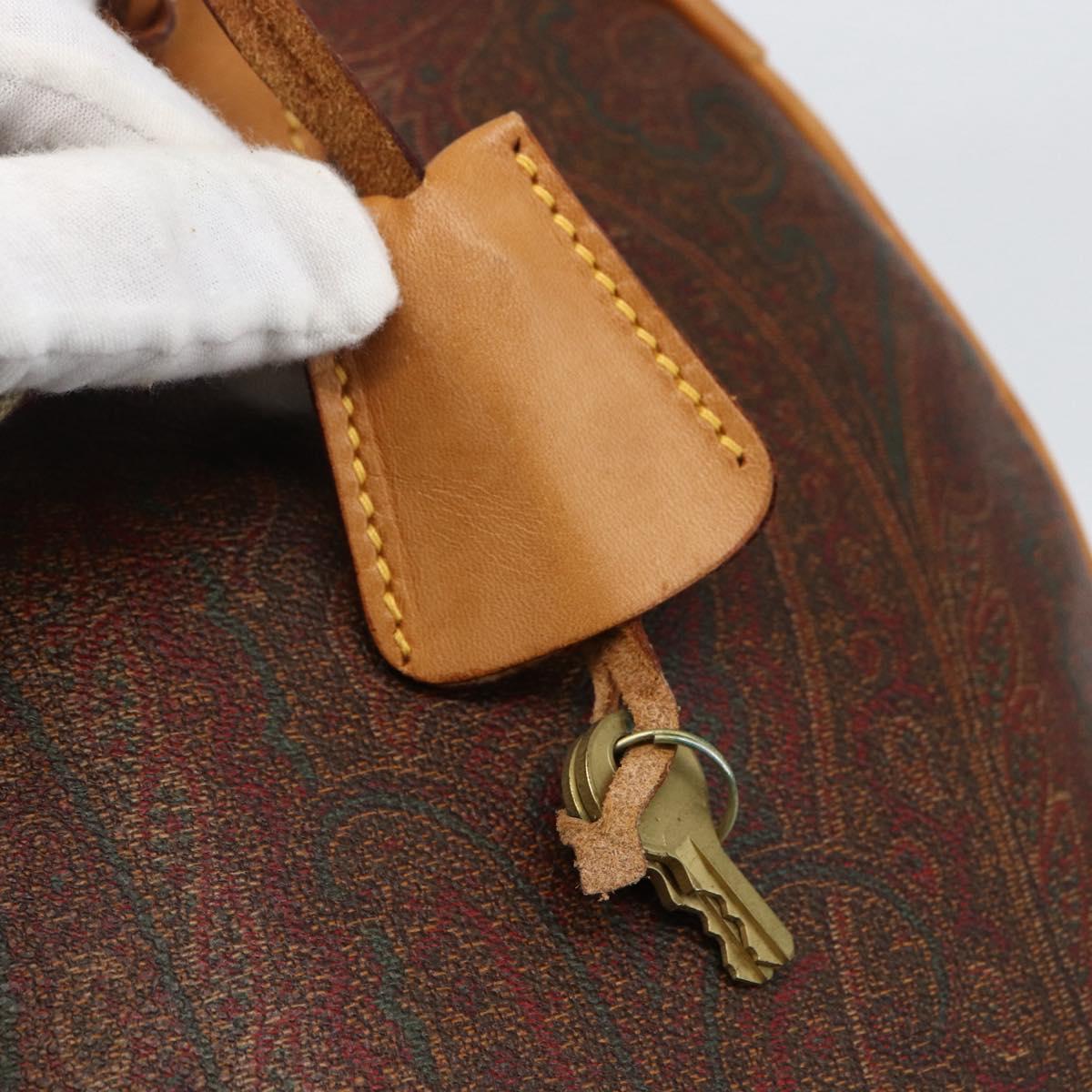 ETRO Paisley Boston Bag PVC Brown Gold Auth ka2636