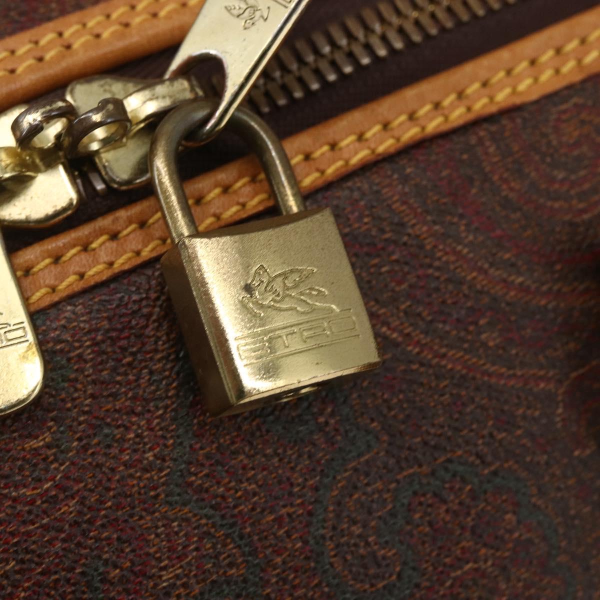 ETRO Paisley Boston Bag PVC Brown Gold Auth ka2636