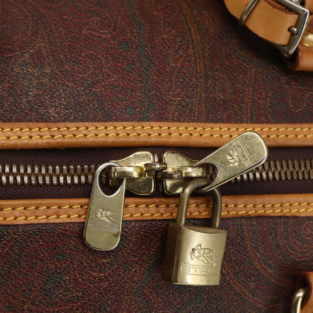 ETRO Paisley Boston Bag PVC Brown Gold Auth ka2636