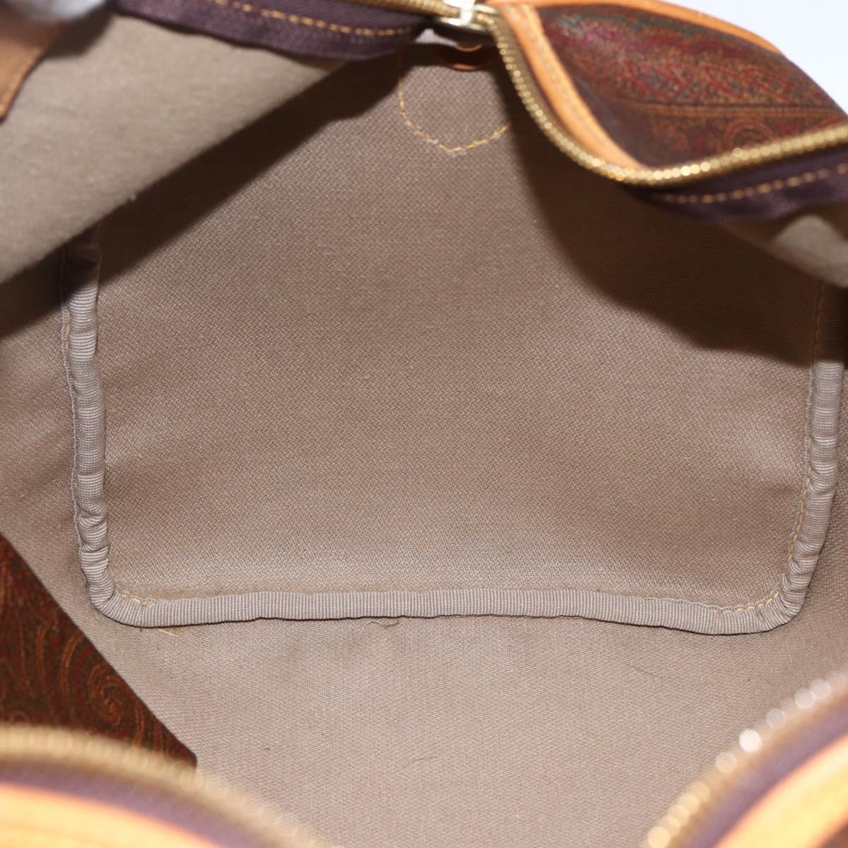 ETRO Paisley Boston Bag PVC Brown Gold Auth ka2636