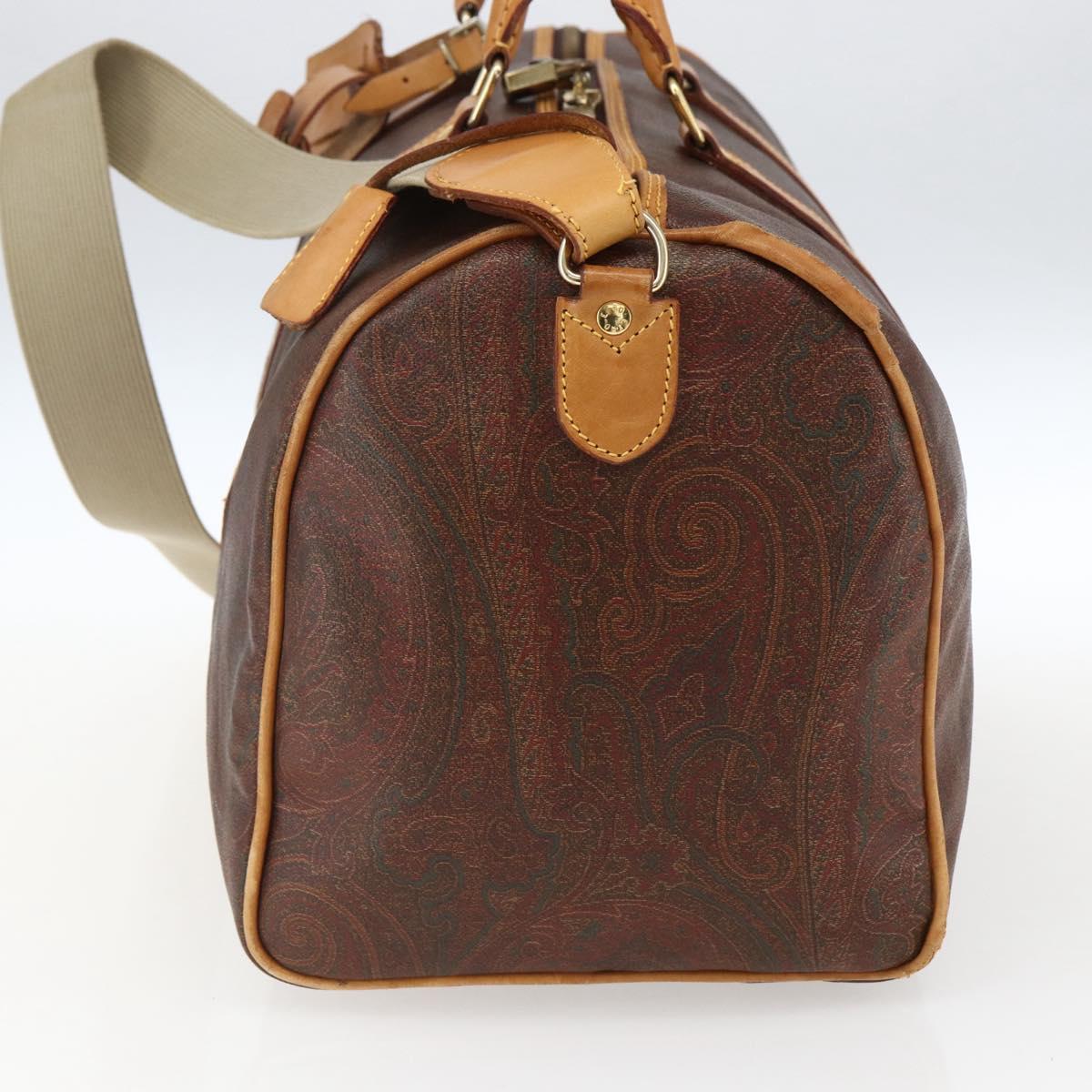 ETRO Paisley Boston Bag PVC Brown Gold Auth ka2636