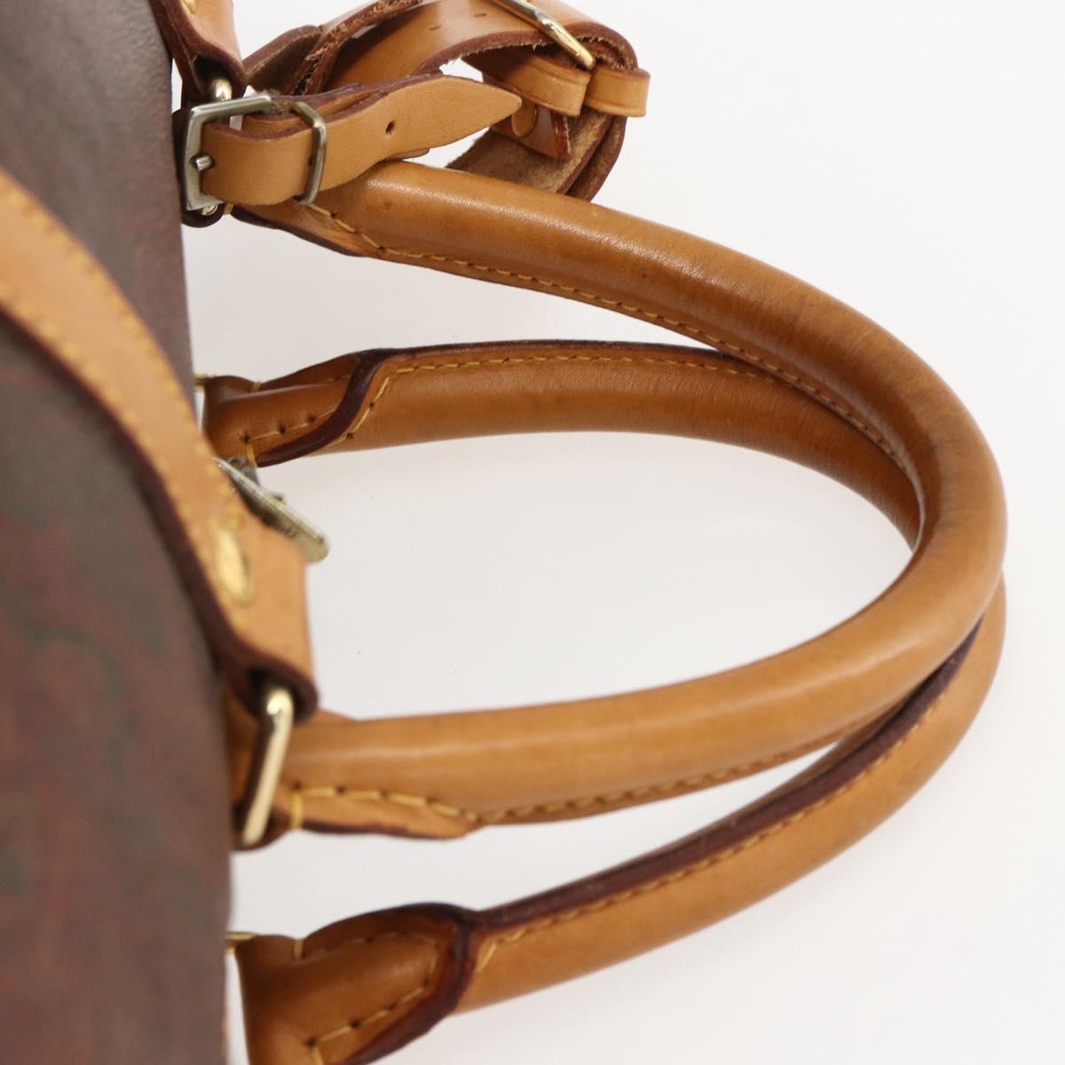ETRO Paisley Boston Bag PVC Brown Gold Auth ka2636