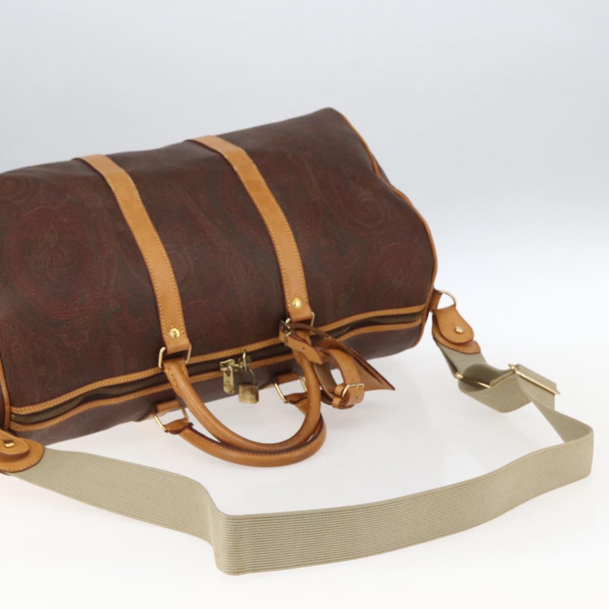 ETRO Paisley Boston Bag PVC Brown Gold Auth ka2636