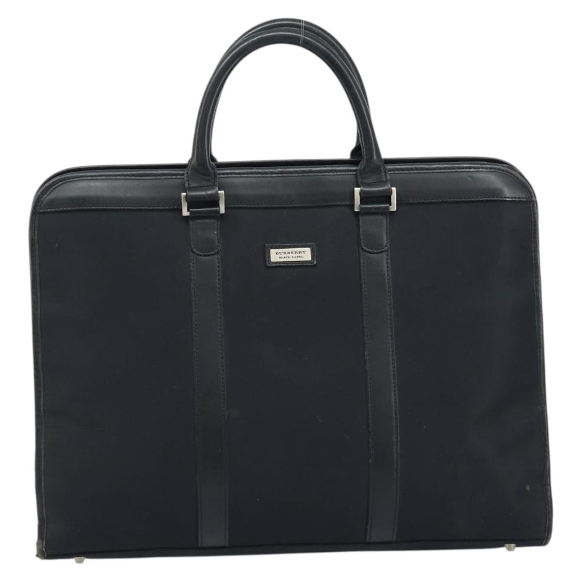 BURBERRY Black label Business Bag Nylon Black Silver Auth ka2647