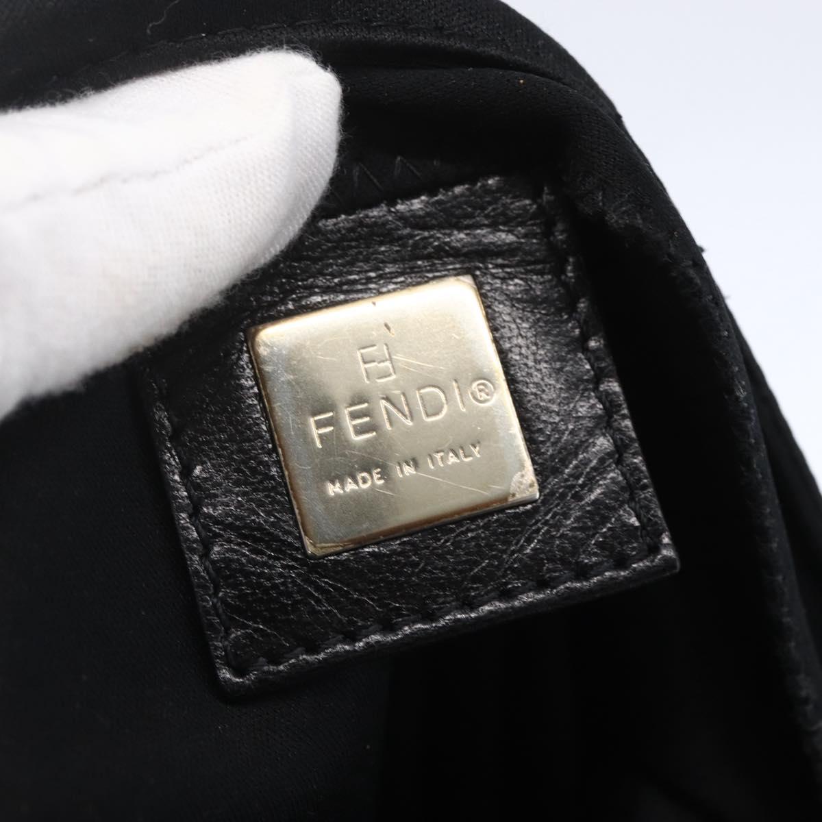 FENDI Shoulder Bag Nylon Black Silver Auth ka265