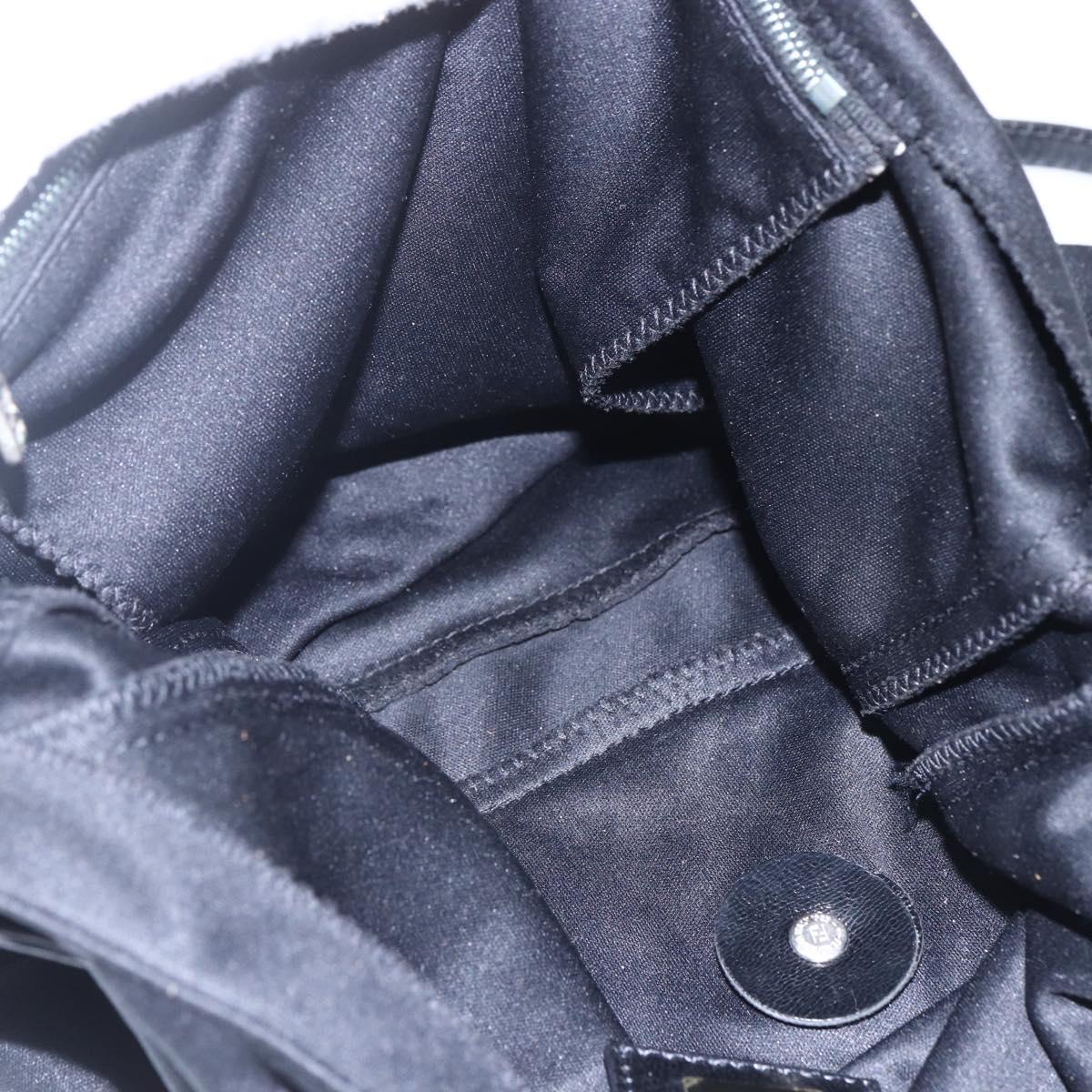 FENDI Shoulder Bag Nylon Black Silver Auth ka265