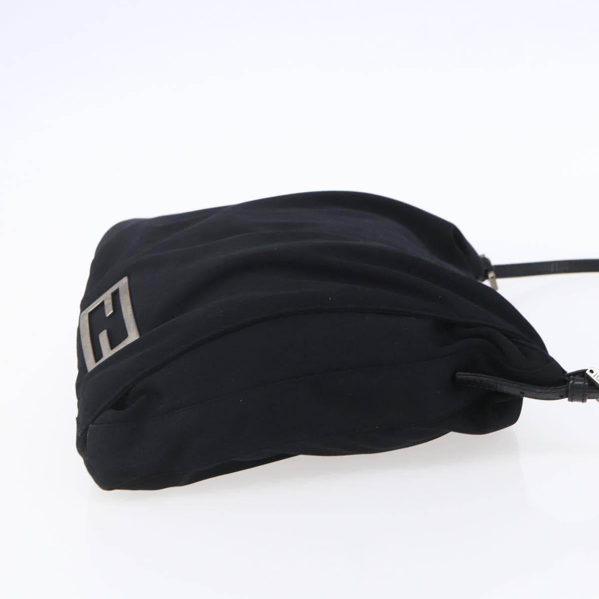 FENDI Shoulder Bag Nylon Black Silver Auth ka265