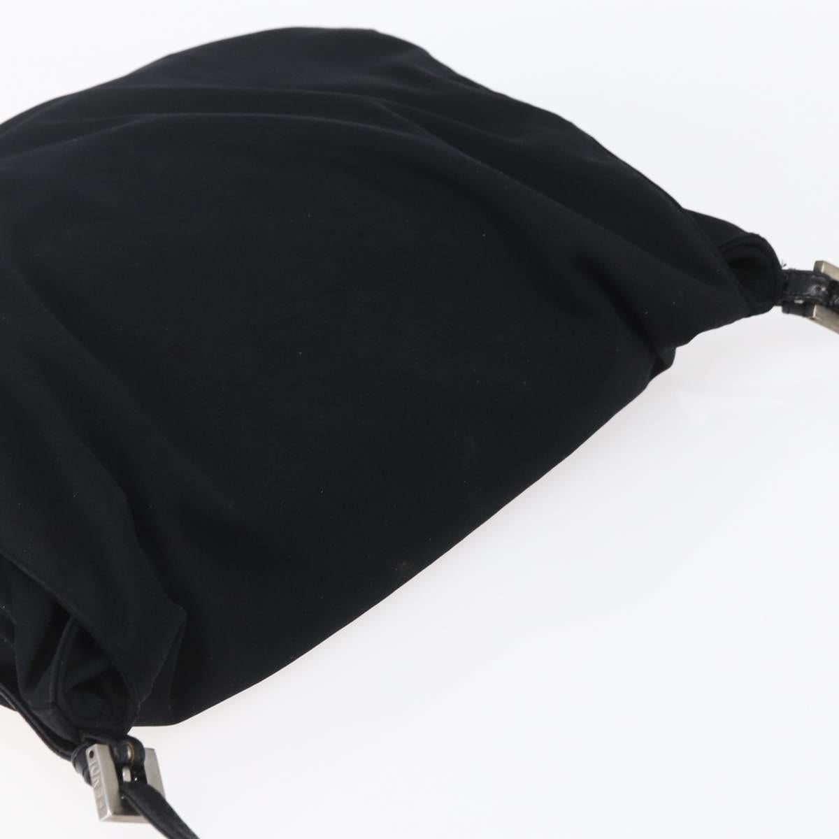 FENDI Shoulder Bag Nylon Black Silver Auth ka265