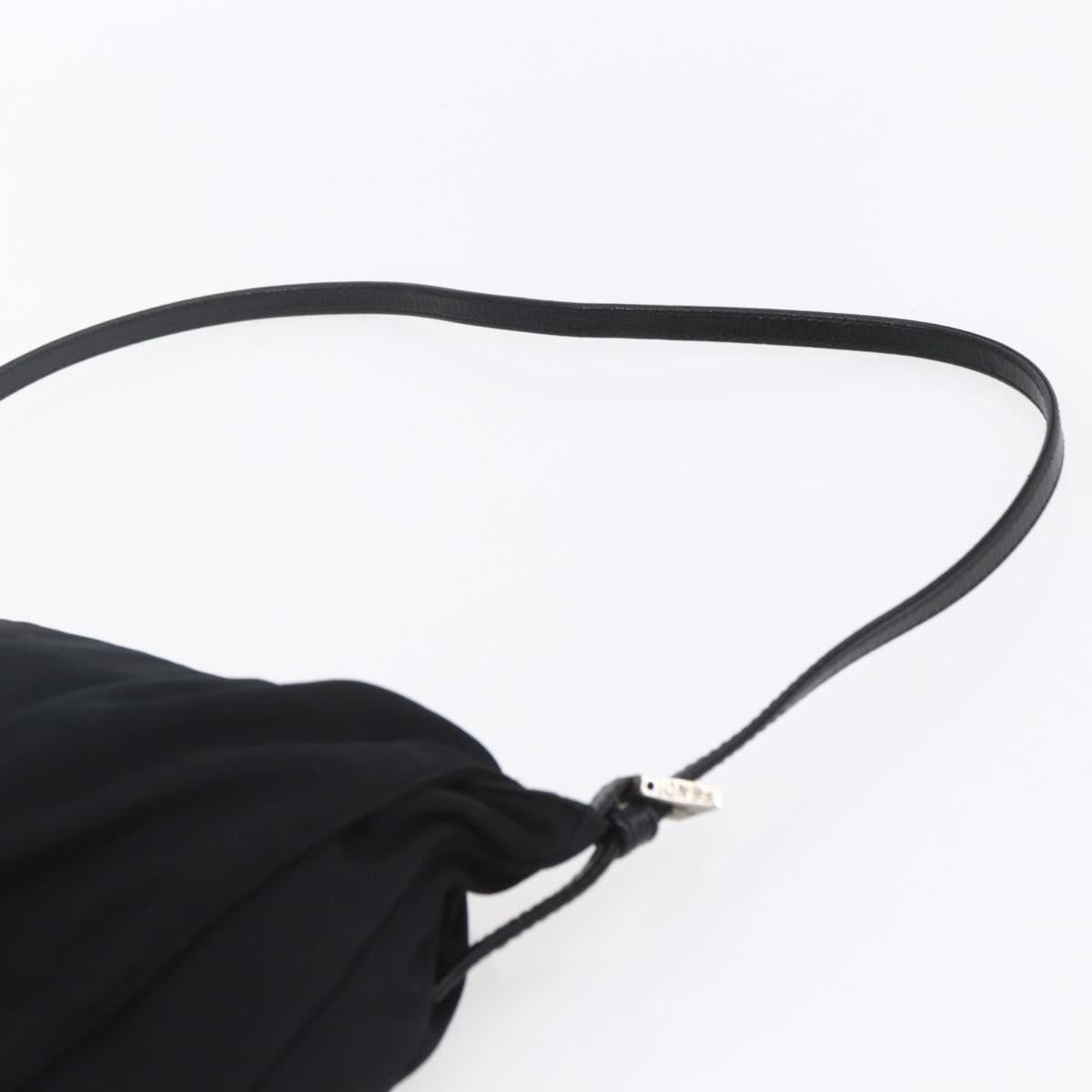 FENDI Shoulder Bag Nylon Black Silver Auth ka265