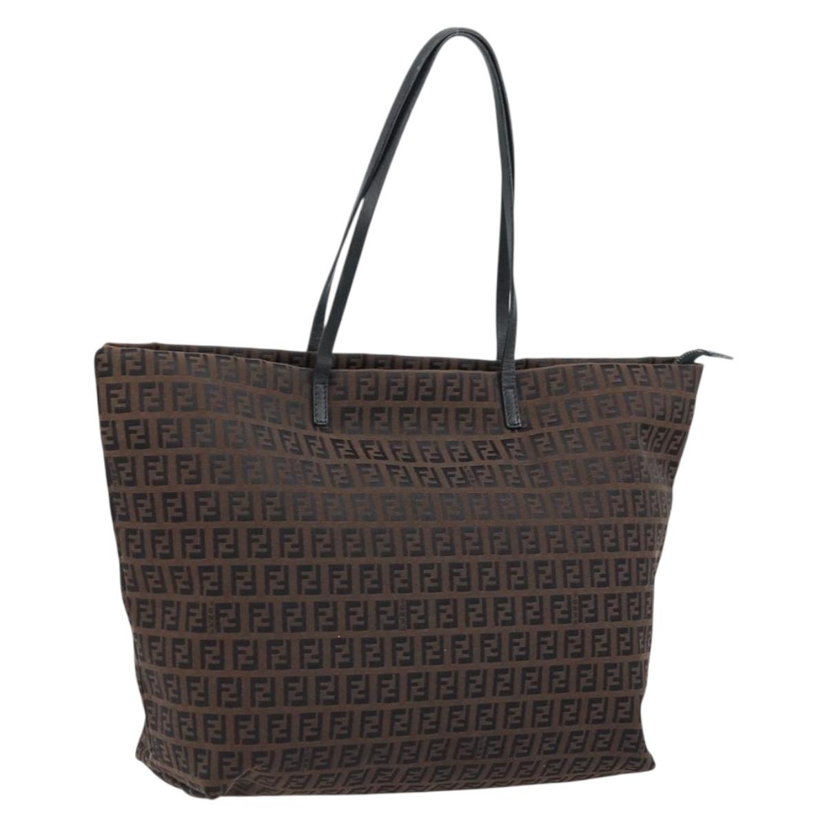 FENDI Zucchino Canvas Tote Bag Brown Auth ka2651