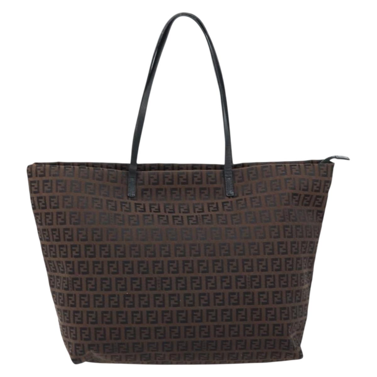 FENDI Zucchino Canvas Tote Bag Brown Auth ka2651