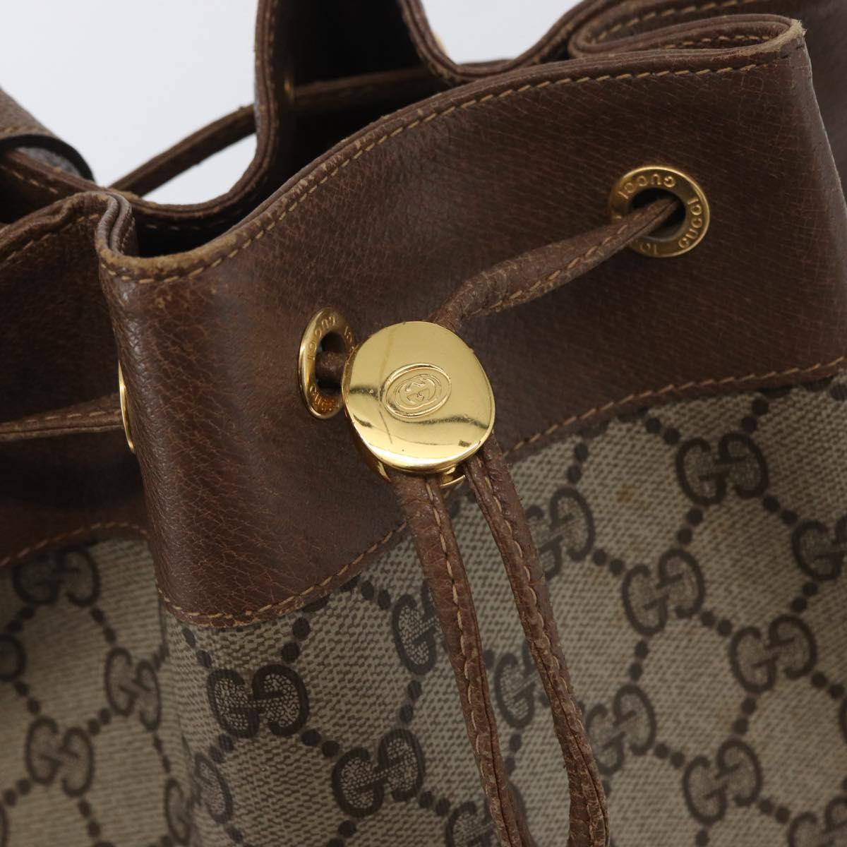 GUCCI GG Supreme Web Sherry Line Bag PVC Beige Gold 41 02 085 Auth ka2661