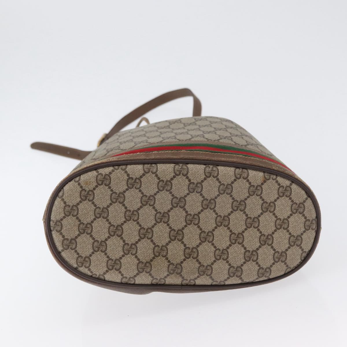 GUCCI GG Supreme Web Sherry Line Bag PVC Beige Gold 41 02 085 Auth ka2661