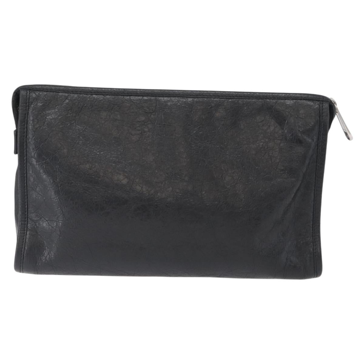 GUCCI Clutch Bag Leather Black Silver 575991 Auth ka2665
