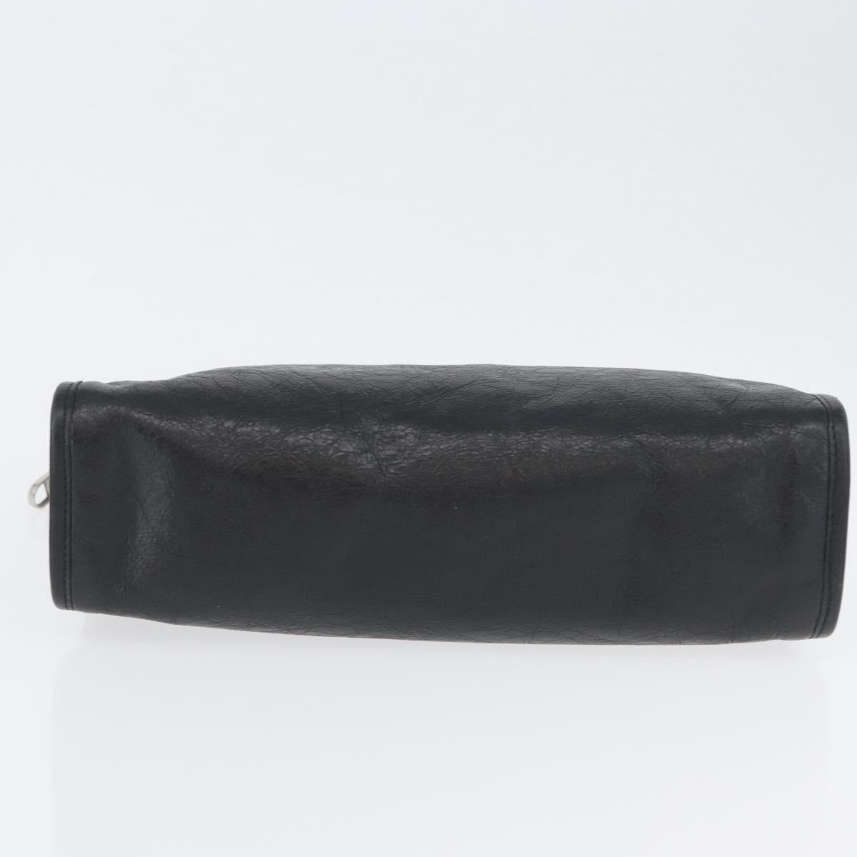 GUCCI Clutch Bag Leather Black Silver 575991 Auth ka2665