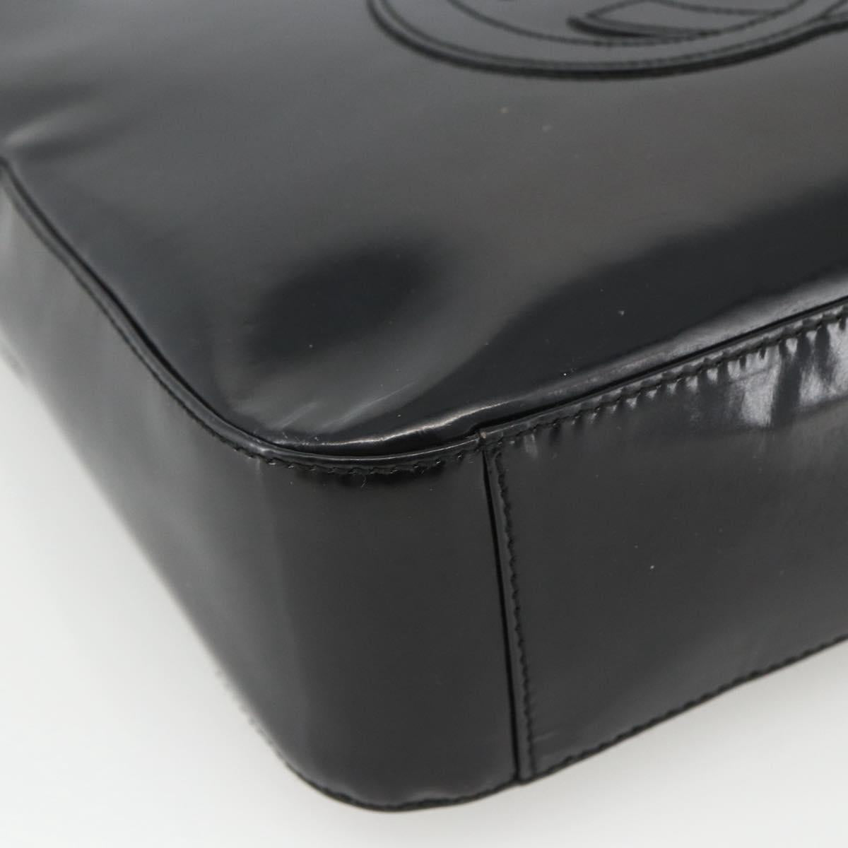 GUCCI Soho Shoulder Bag Patent leather Black Silver 000 1013 0506 Auth ka2677