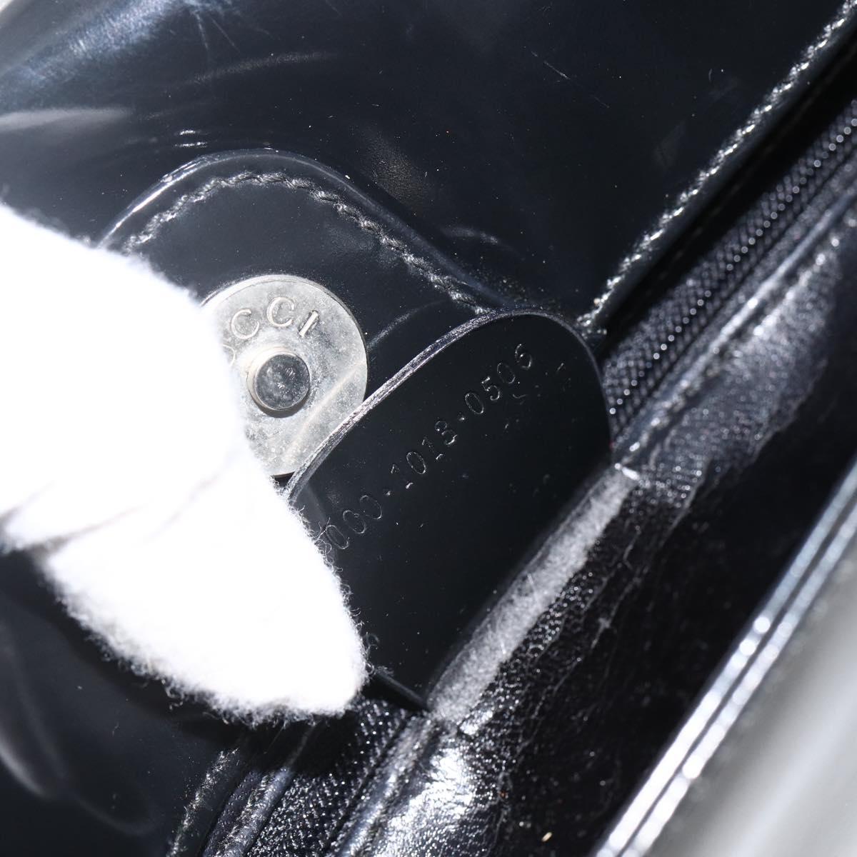GUCCI Soho Shoulder Bag Patent leather Black Silver 000 1013 0506 Auth ka2677