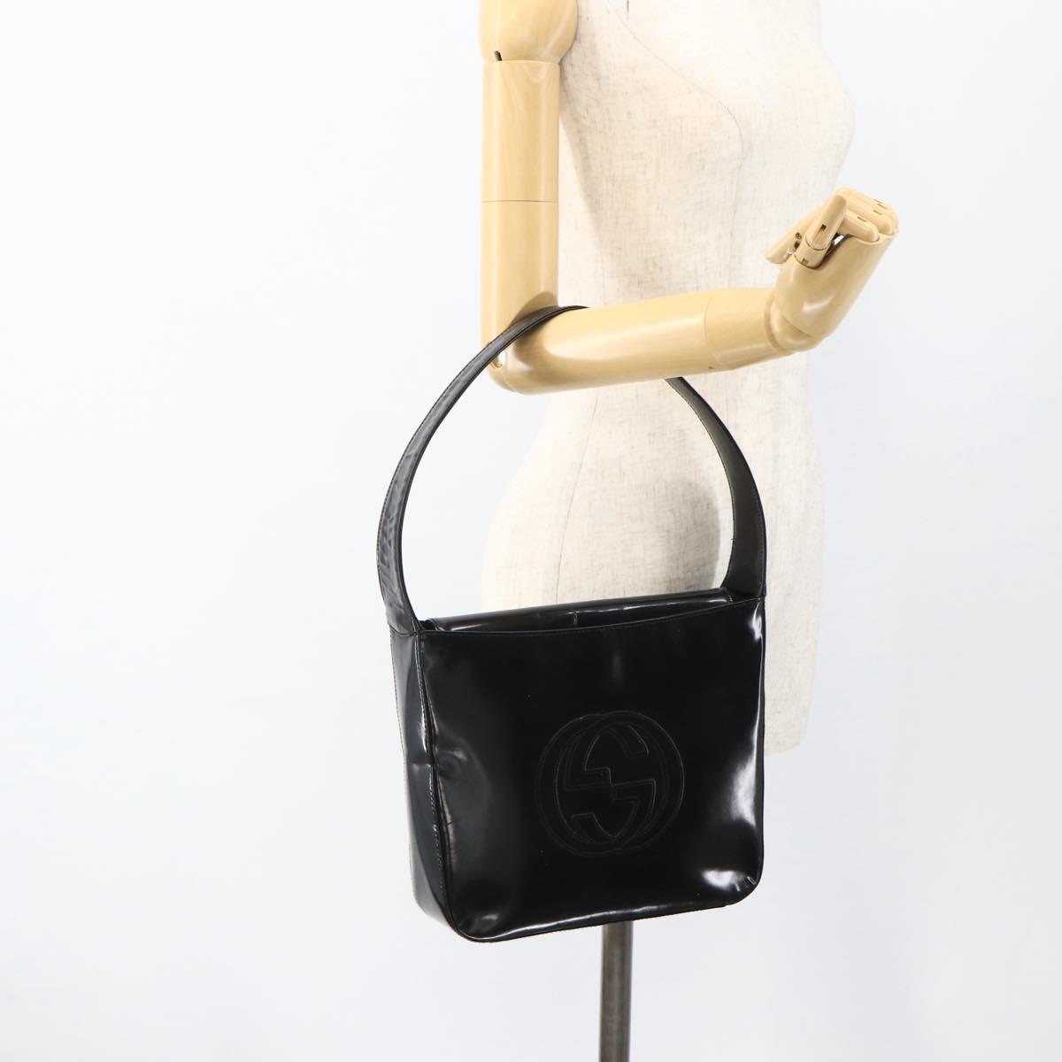 GUCCI Soho Shoulder Bag Patent leather Black Silver 000 1013 0506 Auth ka2677
