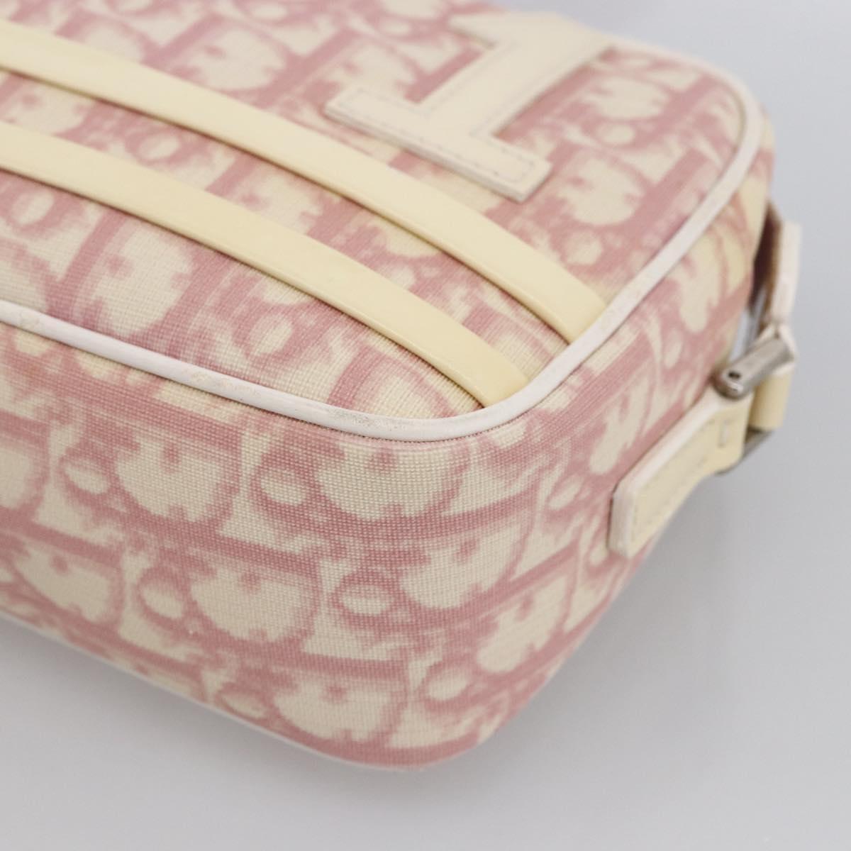 Christian Dior Trotter Canvas Shoulder Bag PVC Pink Silver Auth ka2681
