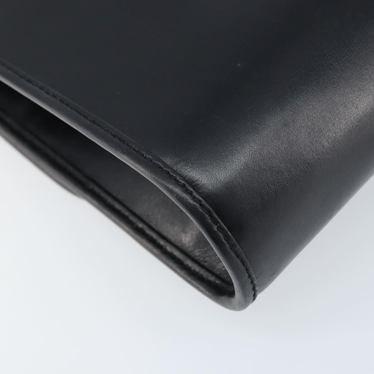 GUCCI Shoulder Bag Leather Black Gold Auth ka2682