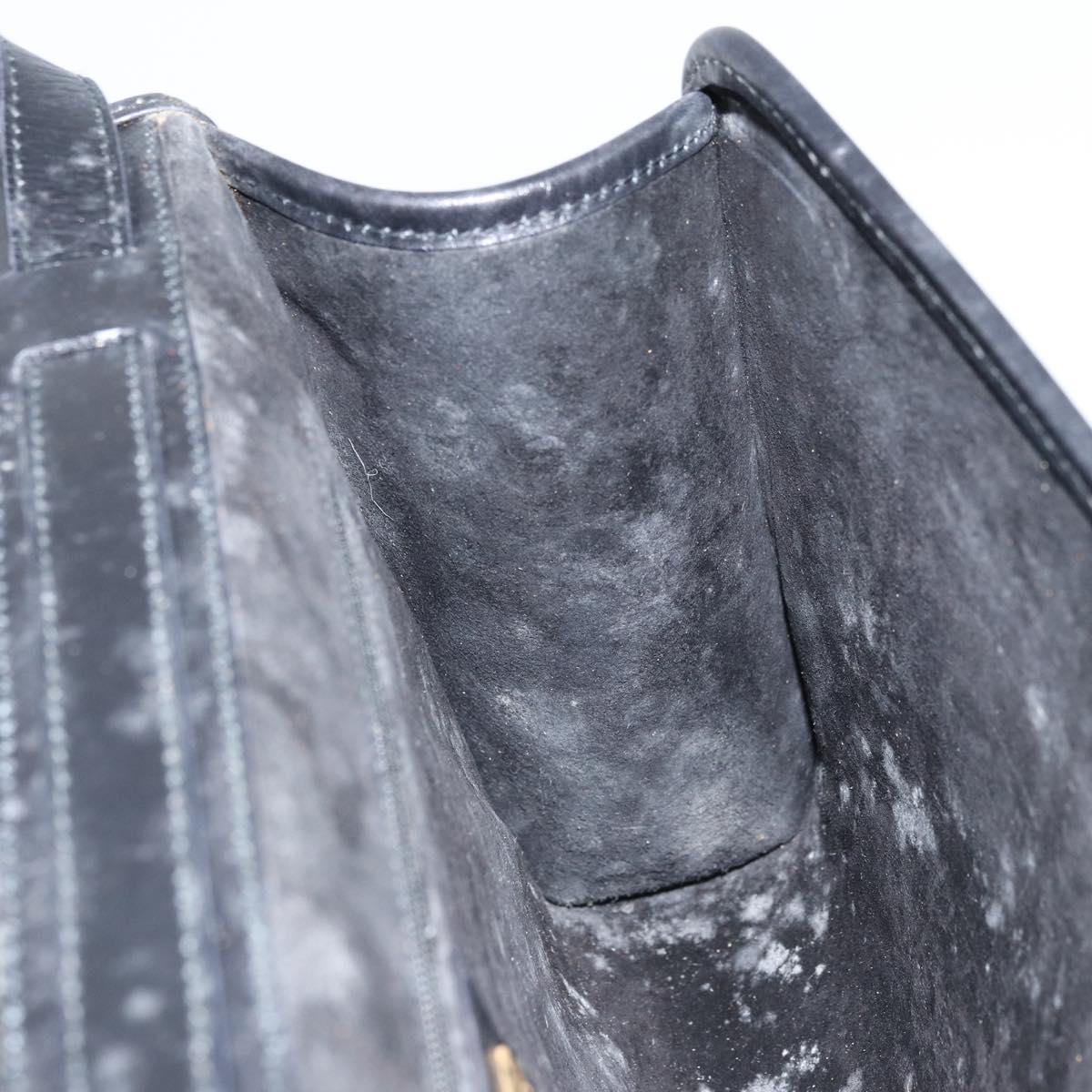 GUCCI Shoulder Bag Leather Black Gold Auth ka2682