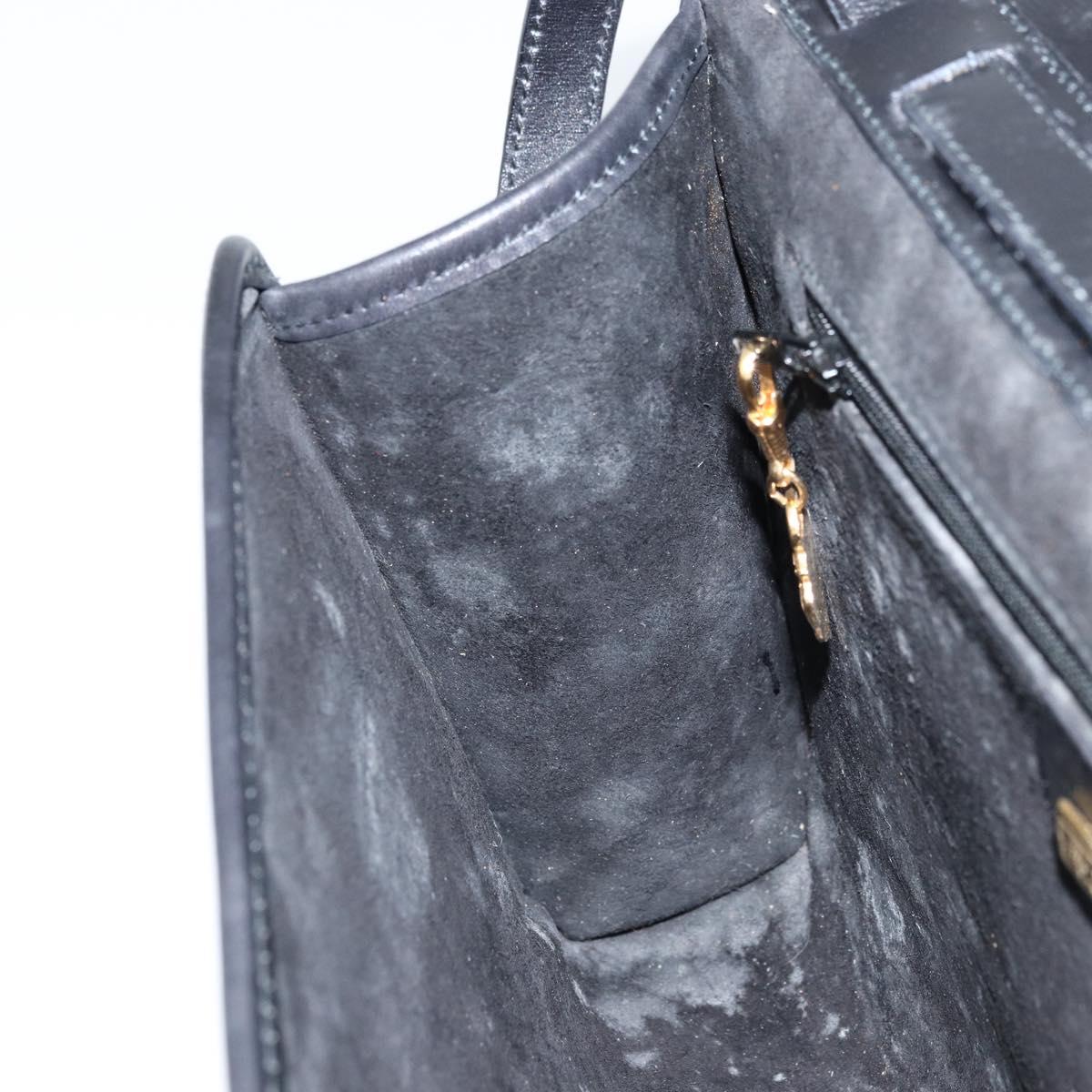GUCCI Shoulder Bag Leather Black Gold Auth ka2682
