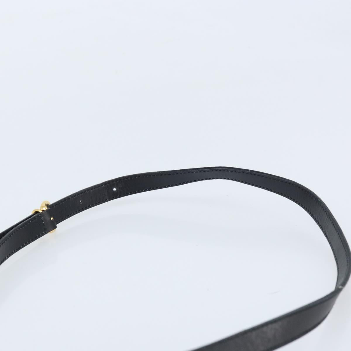 GUCCI Shoulder Bag Leather Black Gold Auth ka2682