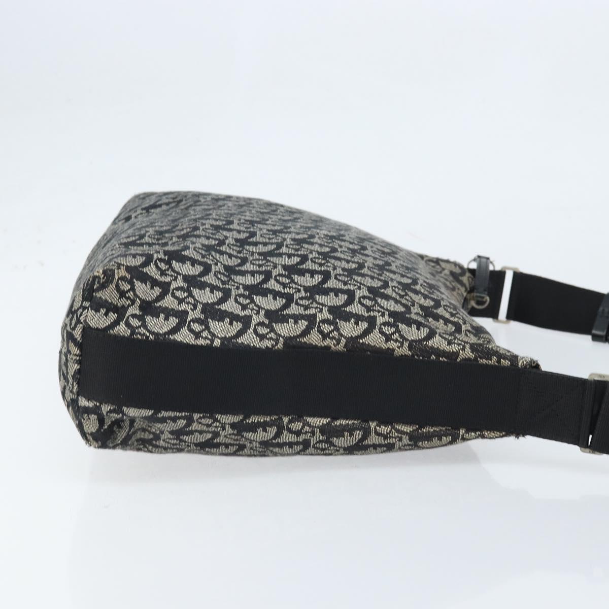 Christian Dior Trotter Canvas Shoulder Bag Navy Silver Auth ka2692