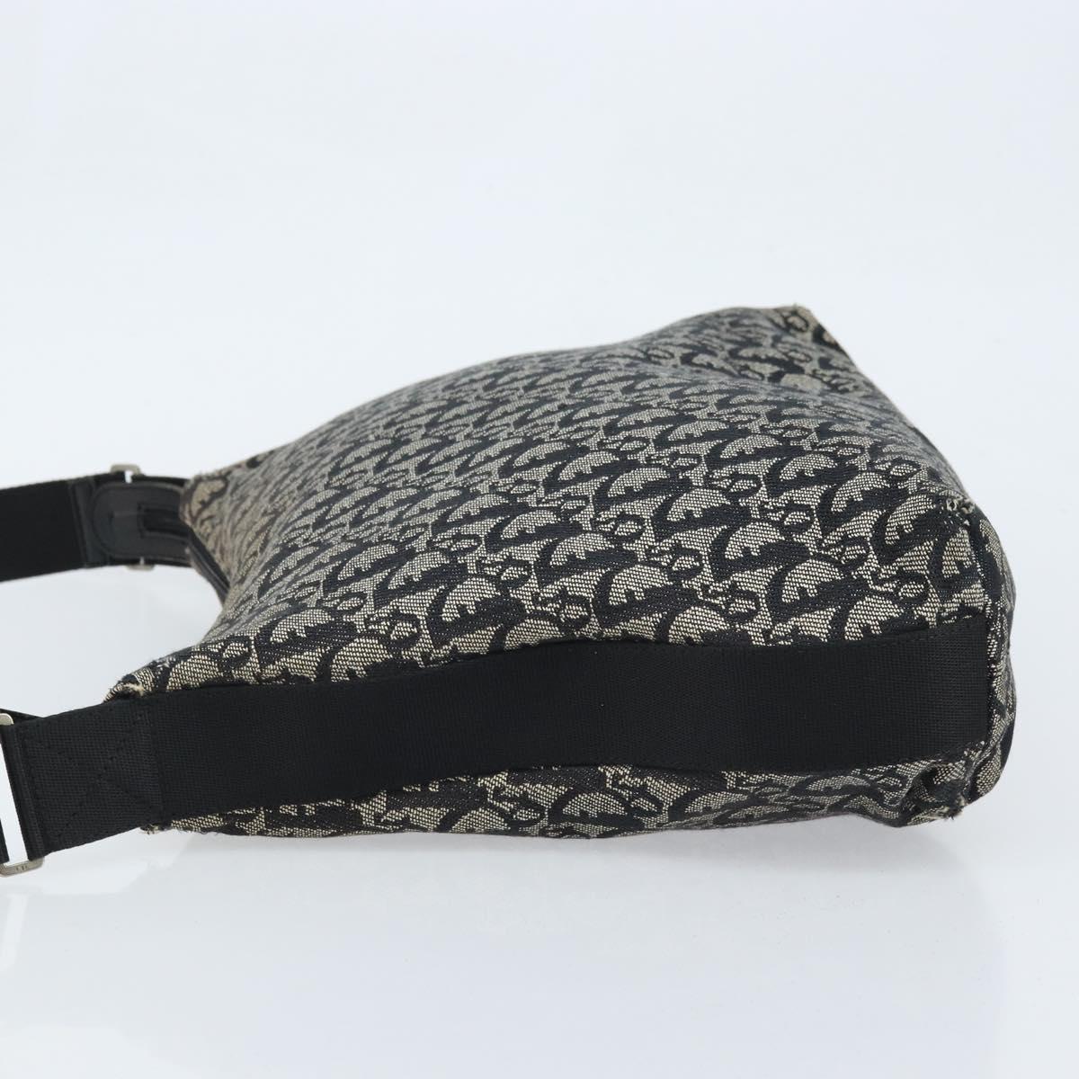 Christian Dior Trotter Canvas Shoulder Bag Navy Silver Auth ka2692