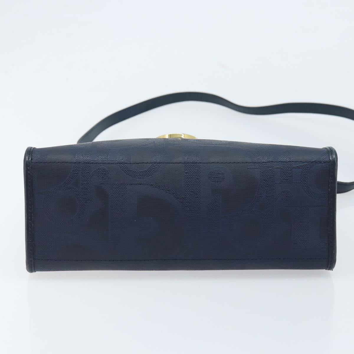 Christian Dior Trotter Canvas Hand Bag 2way Navy Gold Auth ka2695