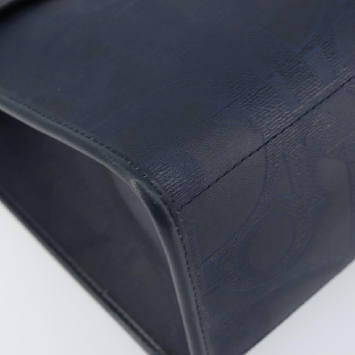 Christian Dior Trotter Canvas Hand Bag 2way Navy Gold Auth ka2695