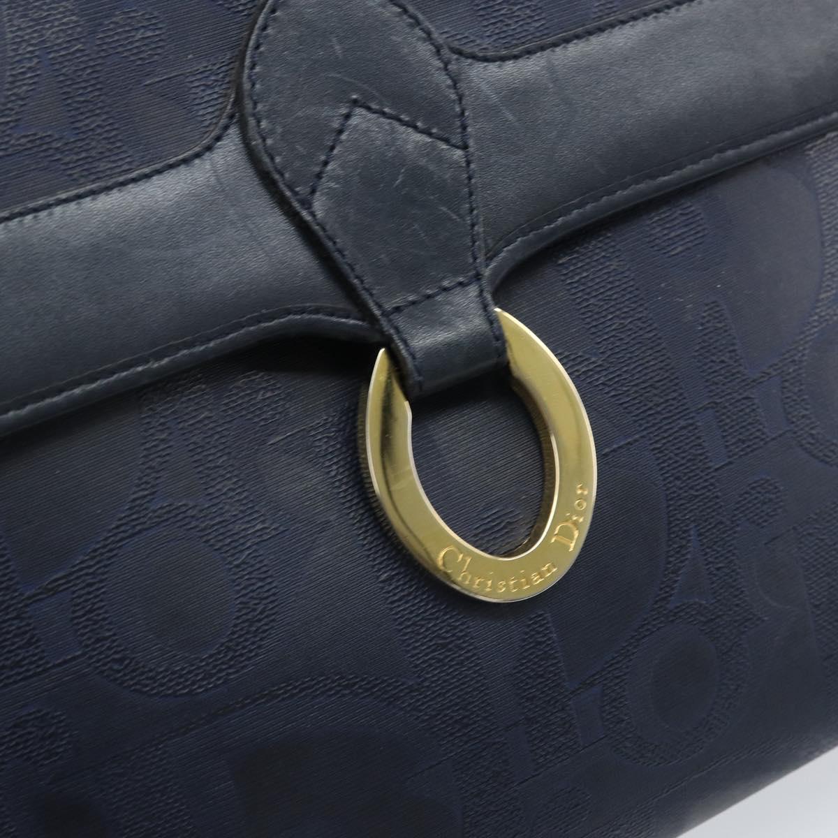 Christian Dior Trotter Canvas Hand Bag 2way Navy Gold Auth ka2695