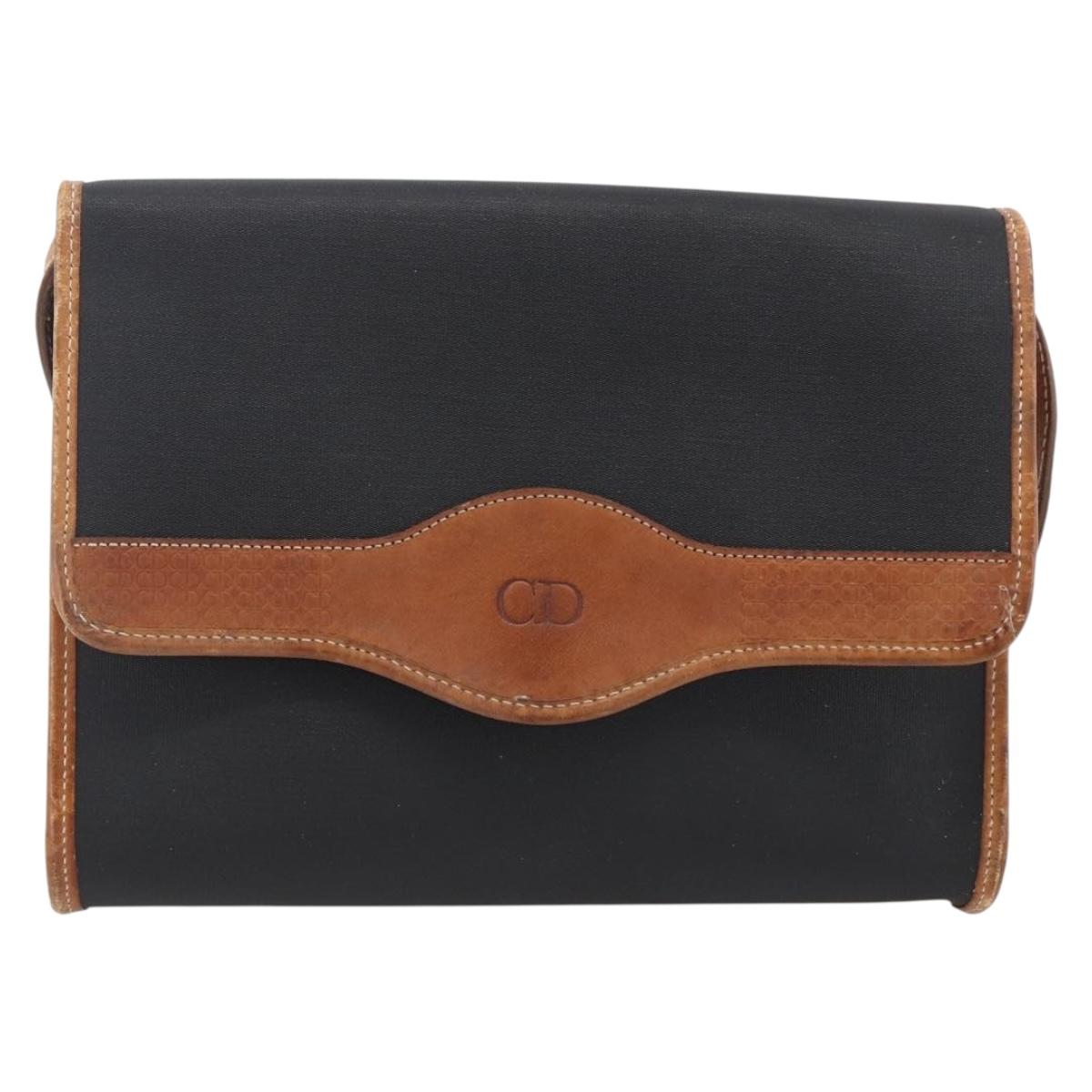 Christian Dior Shoulder Bag Nylon Black Gold Auth ka2697