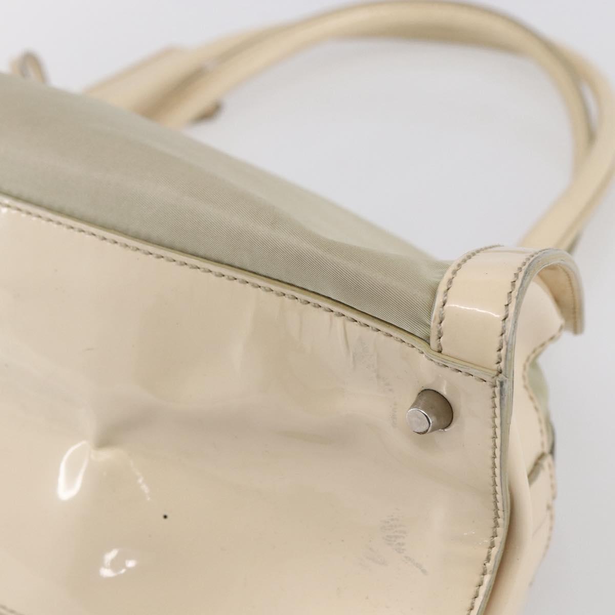 PRADA Shoulder Bag Nylon Beige Silver Auth ka270