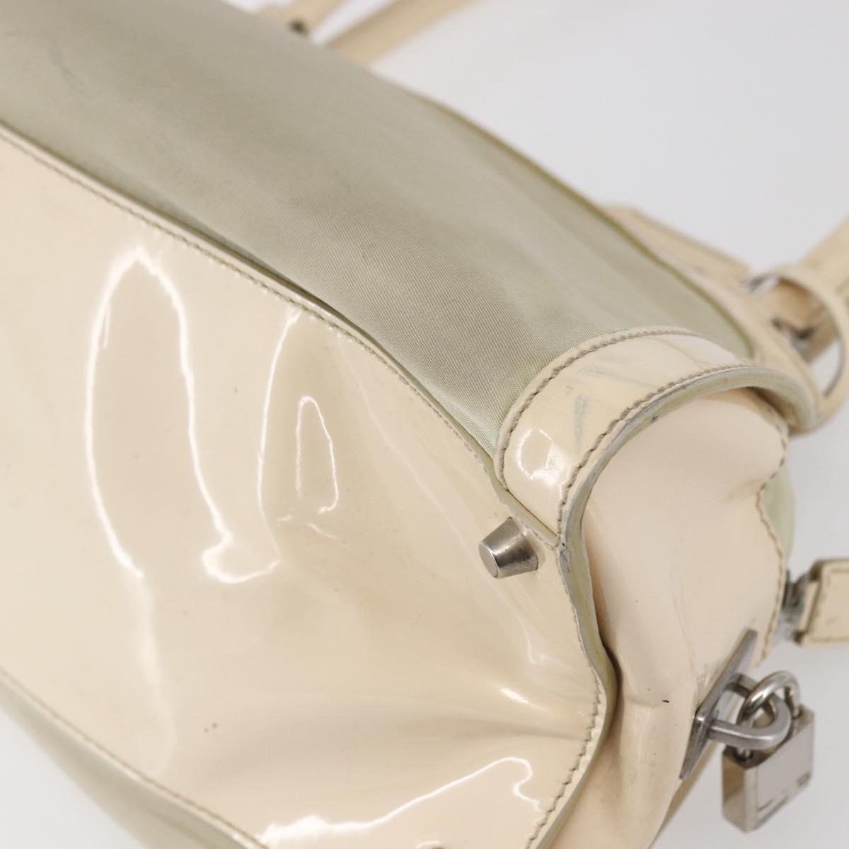 PRADA Shoulder Bag Nylon Beige Silver Auth ka270