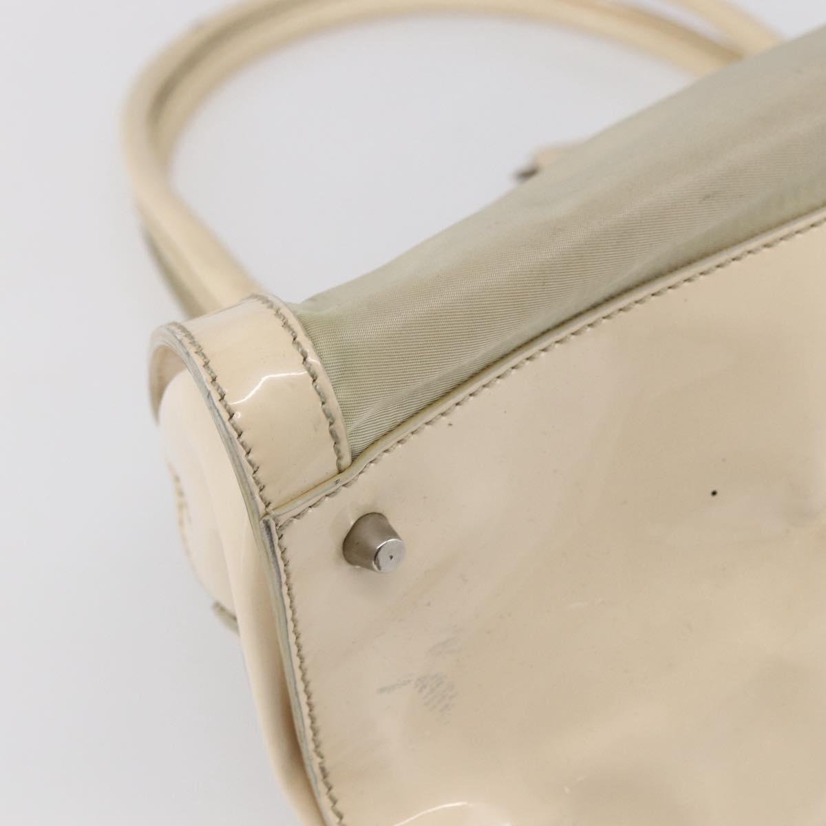 PRADA Shoulder Bag Nylon Beige Silver Auth ka270