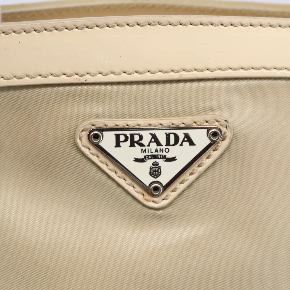PRADA Shoulder Bag Nylon Beige Silver Auth ka270