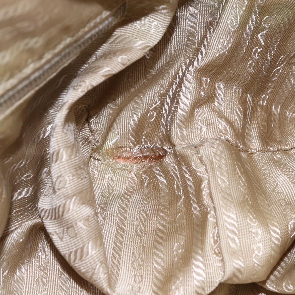 PRADA Shoulder Bag Nylon Beige Silver Auth ka270