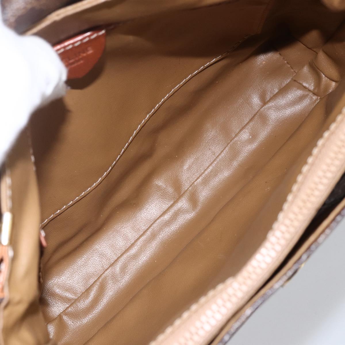 CELINE Macadam Canvas Shoulder Bag PVC Leather Brown Gold Auth ka2705