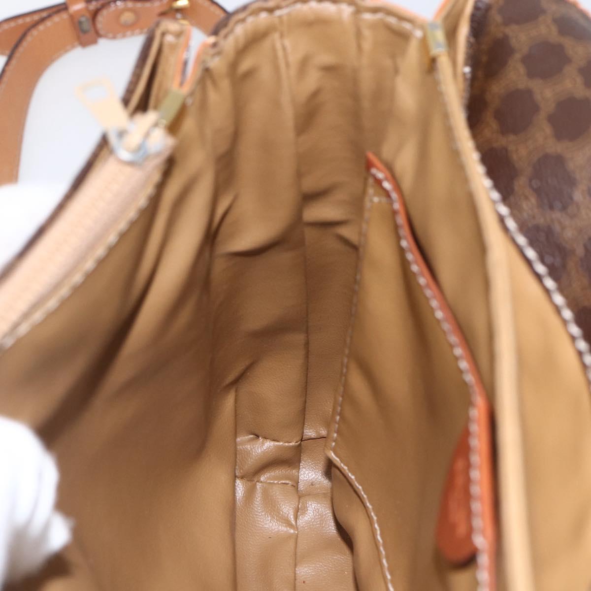 CELINE Macadam Canvas Shoulder Bag PVC Leather Brown Gold Auth ka2705