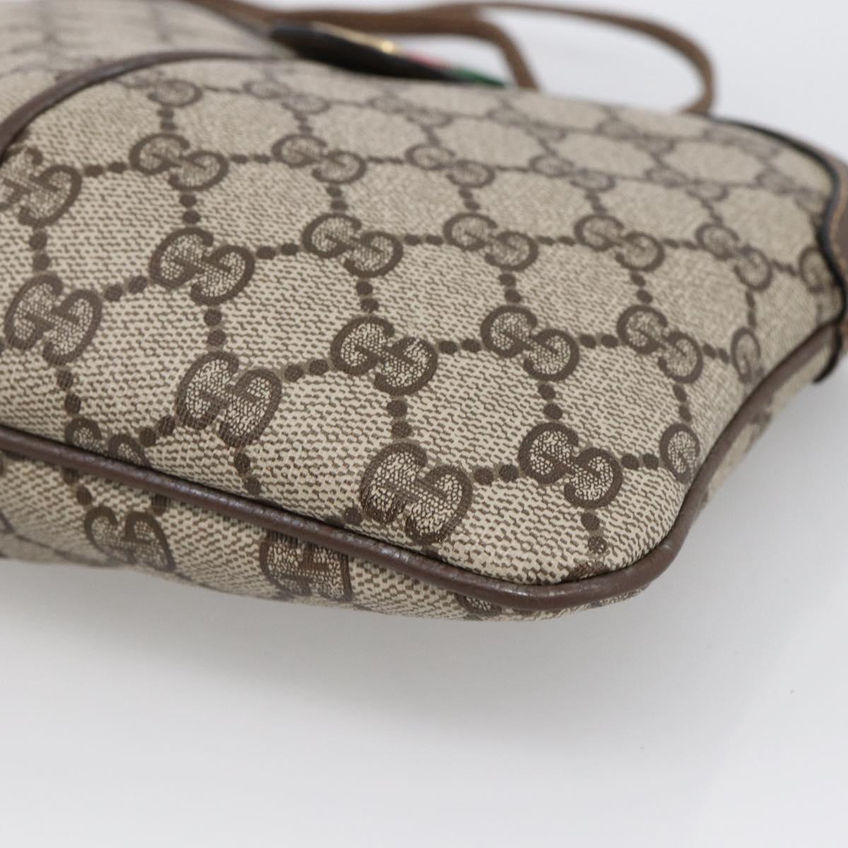 GUCCI GG Supreme Web Sherry Line Bag PVC Beige Gold 904 02 047 Auth ka2714