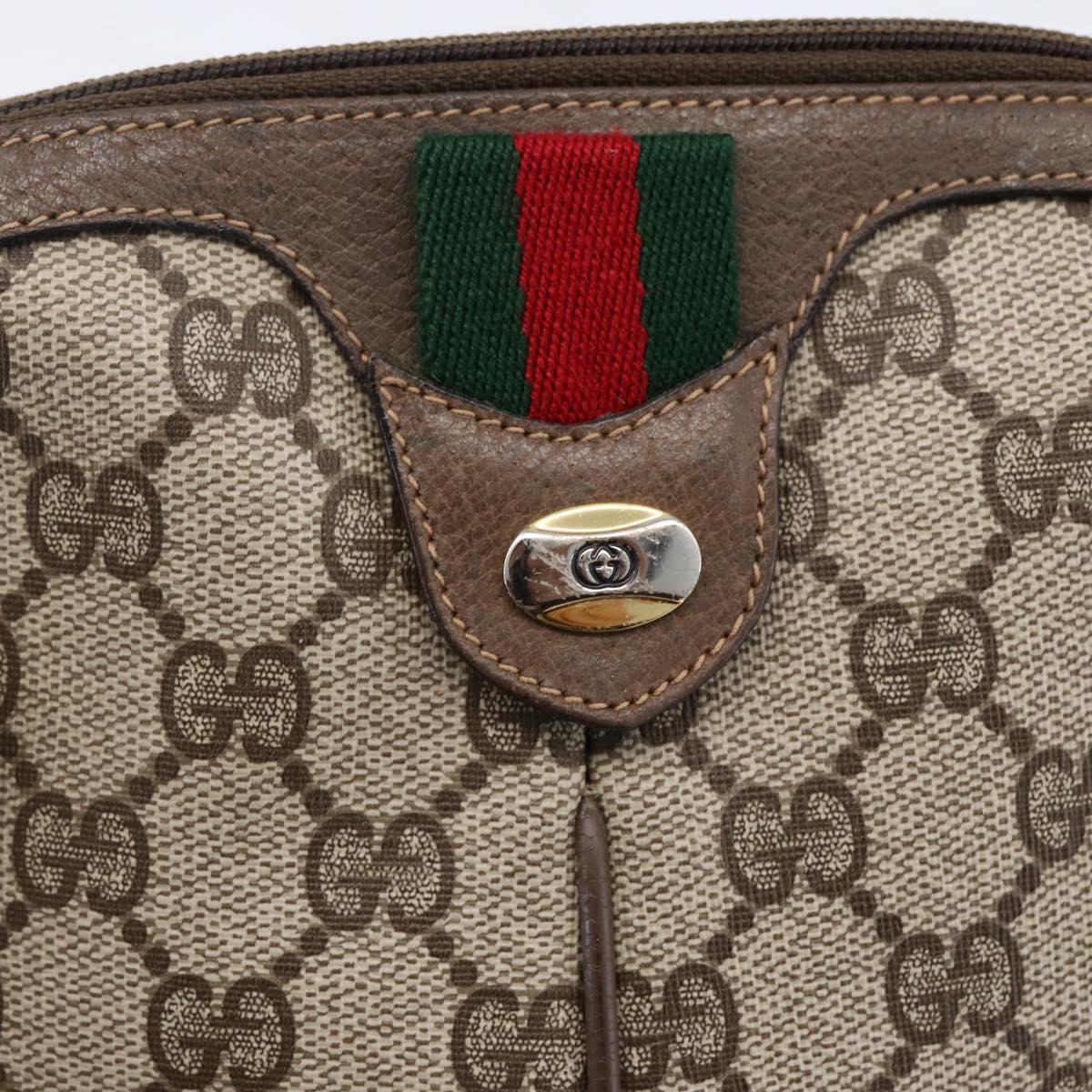 GUCCI GG Supreme Web Sherry Line Bag PVC Beige Gold 904 02 047 Auth ka2714