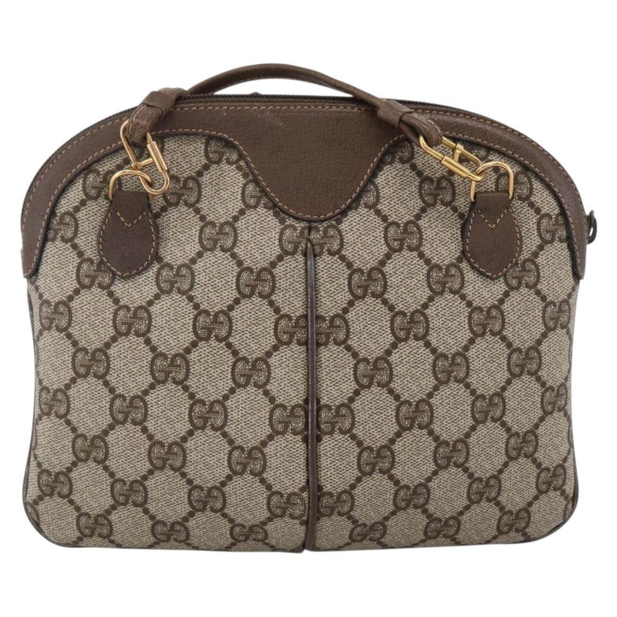 GUCCI GG Supreme Web Sherry Line Bag PVC Beige Gold 904 02 047 Auth ka2714