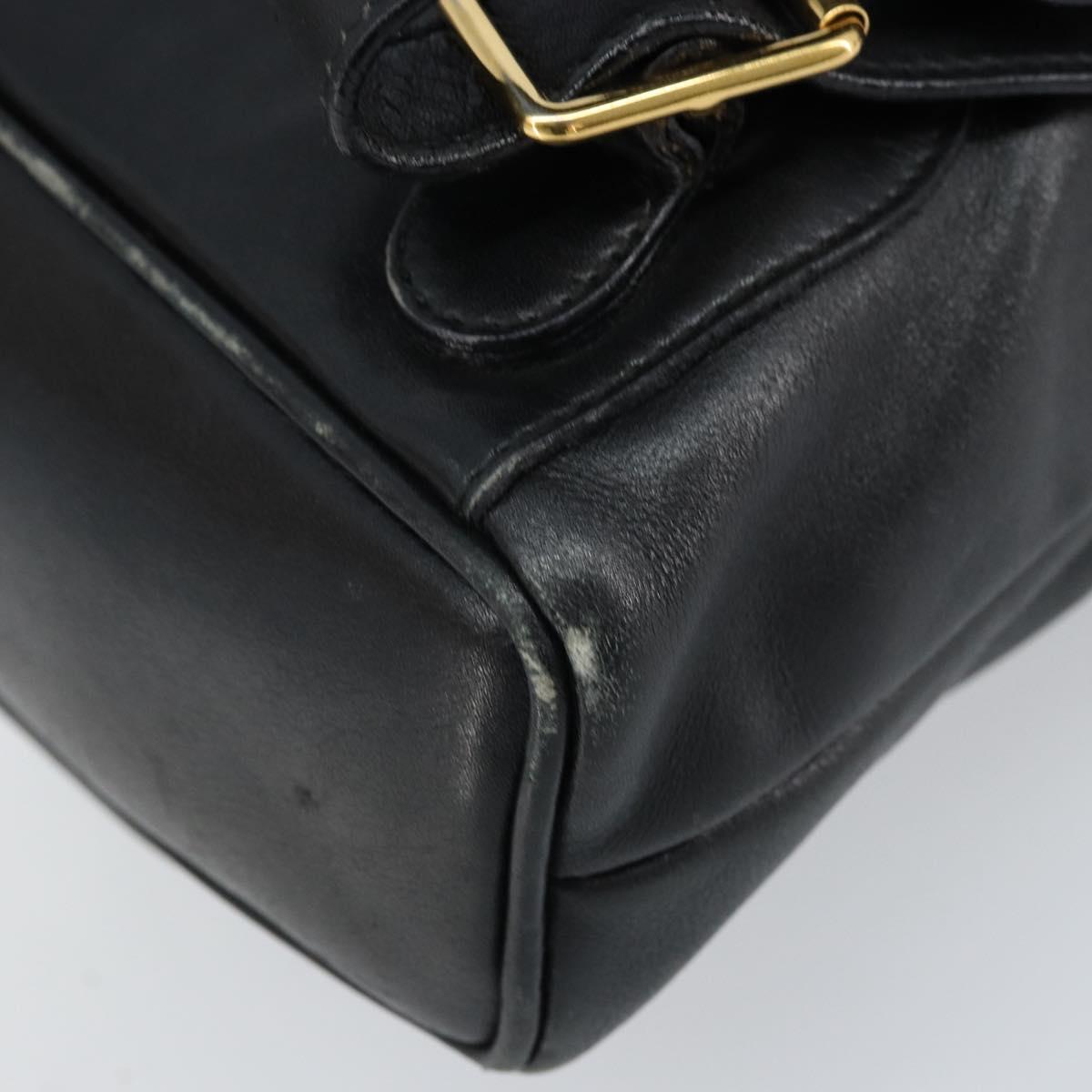 GUCCI Bamboo Backpack Leather Black Gold 003 1705 0030 Auth ka2738