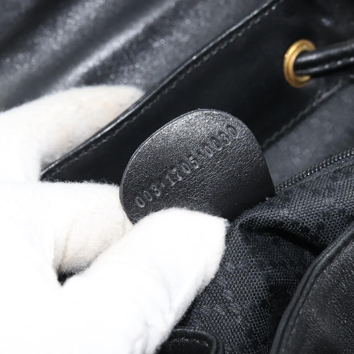 GUCCI Bamboo Backpack Leather Black Gold 003 1705 0030 Auth ka2738