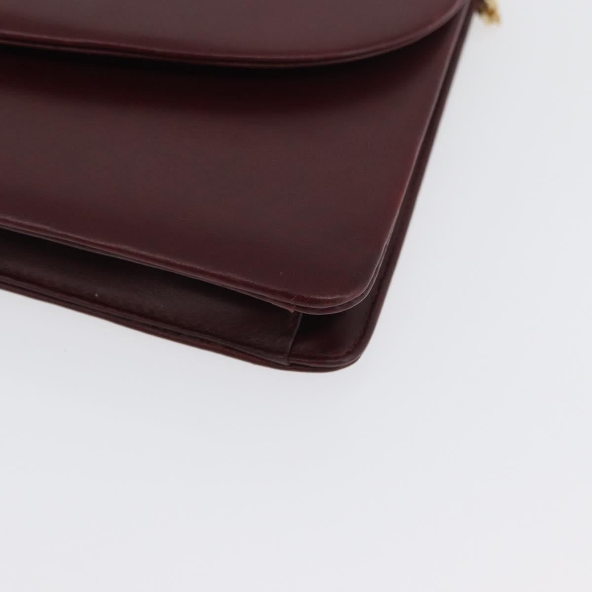Christian Dior Chain Shoulder Bag Leather Bordeaux Gold Auth ka2740