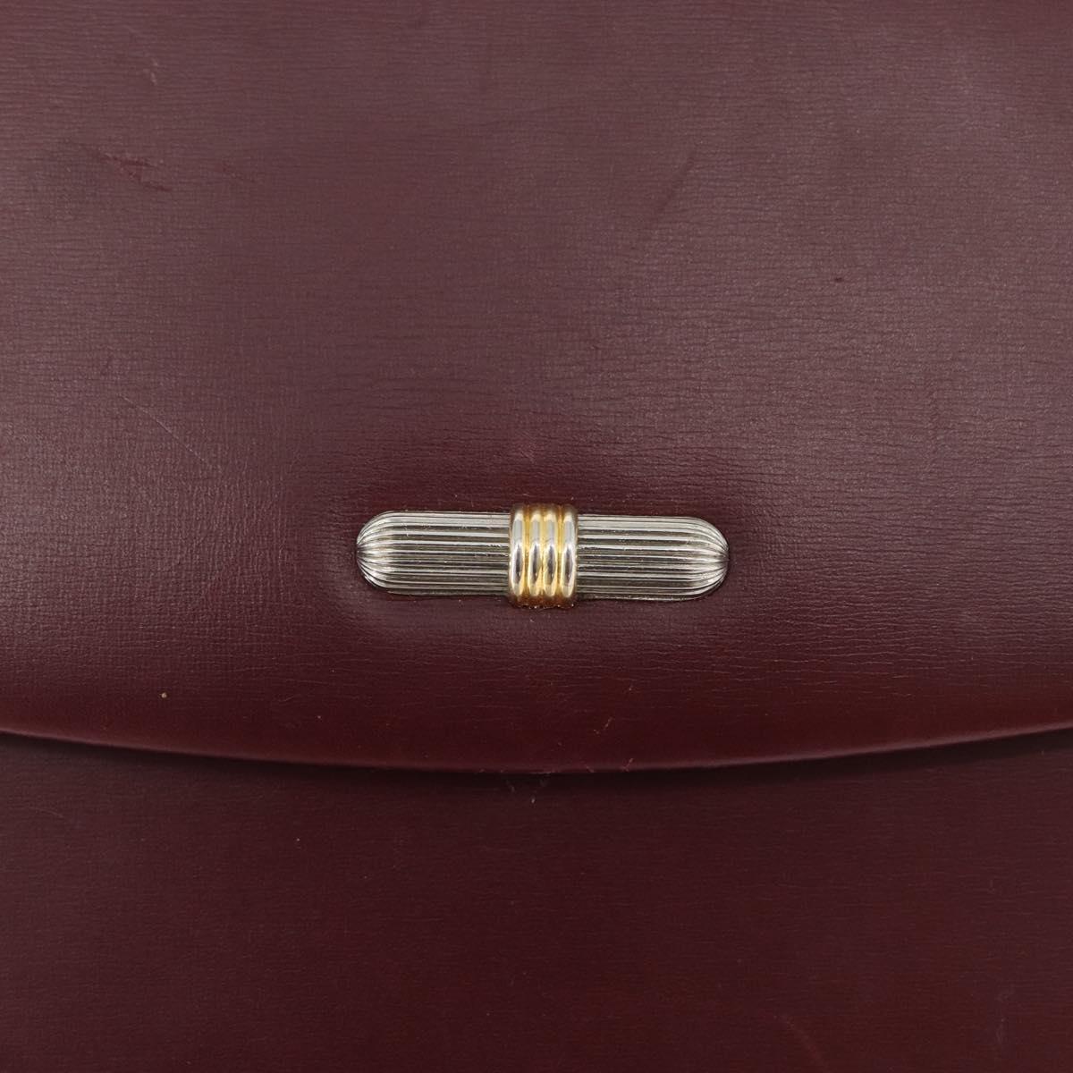 Christian Dior Chain Shoulder Bag Leather Bordeaux Gold Auth ka2740