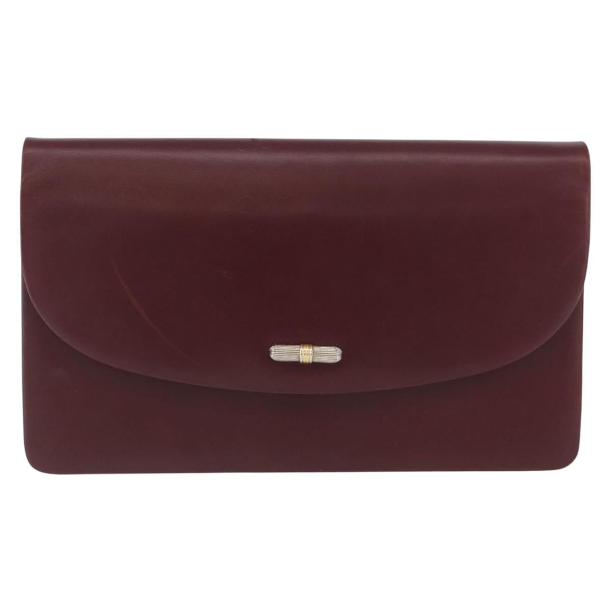 Christian Dior Chain Shoulder Bag Leather Bordeaux Gold Auth ka2740