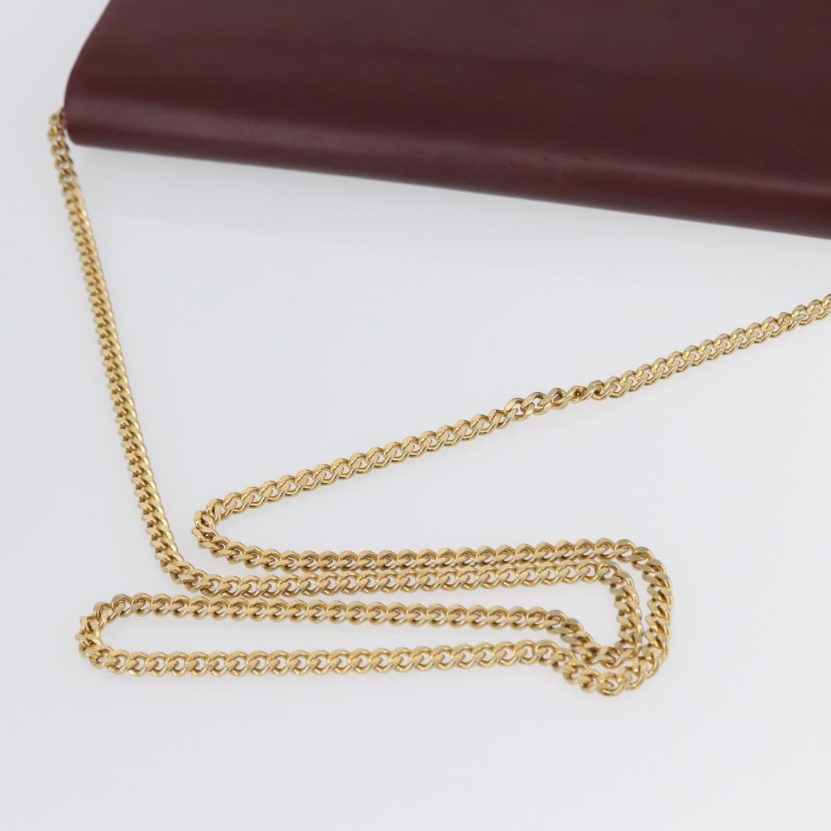 Christian Dior Chain Shoulder Bag Leather Bordeaux Gold Auth ka2740